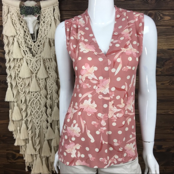 Rose + Olive | Floral‎ PolkaDot Sleeveless Blouse - Picture 1 of 6